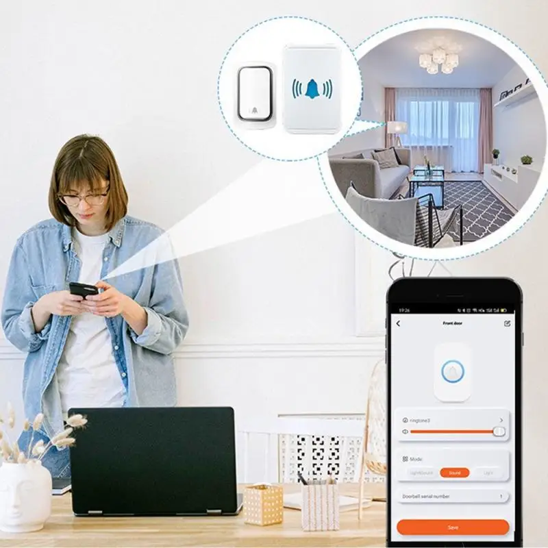 Tuya WiFi Smart Doorbell No Battery Required Waterproof Wireless Doorbell Smart Life App Control Smart Home Security Protection