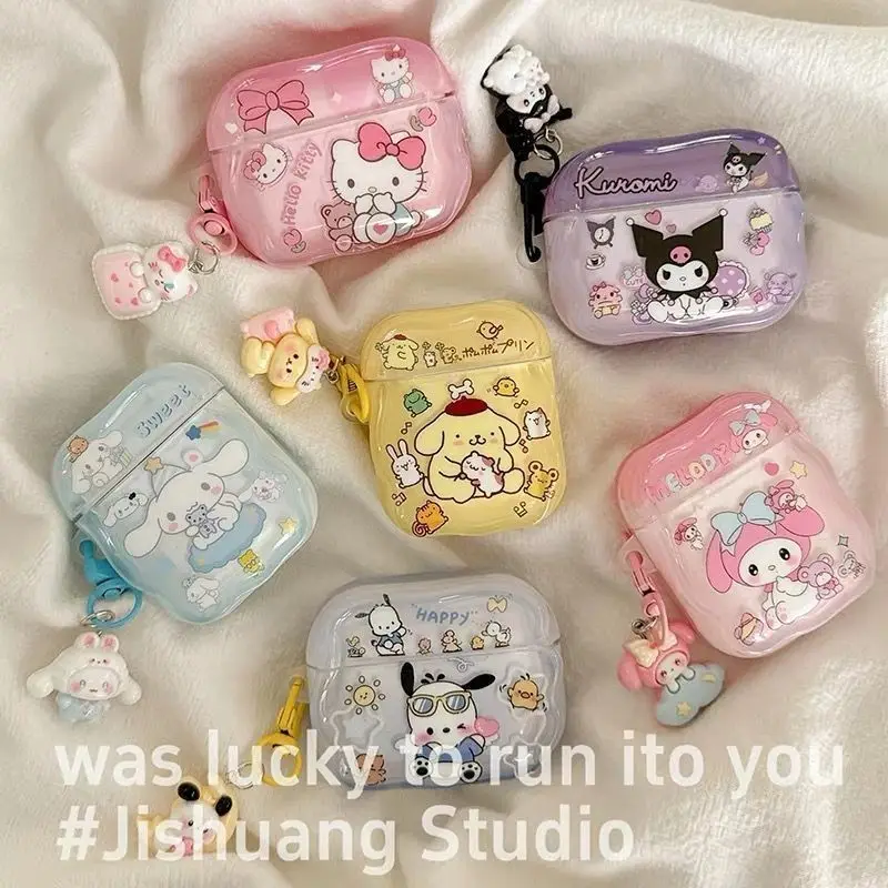 

Cute Hello Kitty Kuromi My Melody Cartoon Protective Case for AirPods Pro2 Pro3 Pro 3 2 1 4 Headphone Case with Keychain Gift