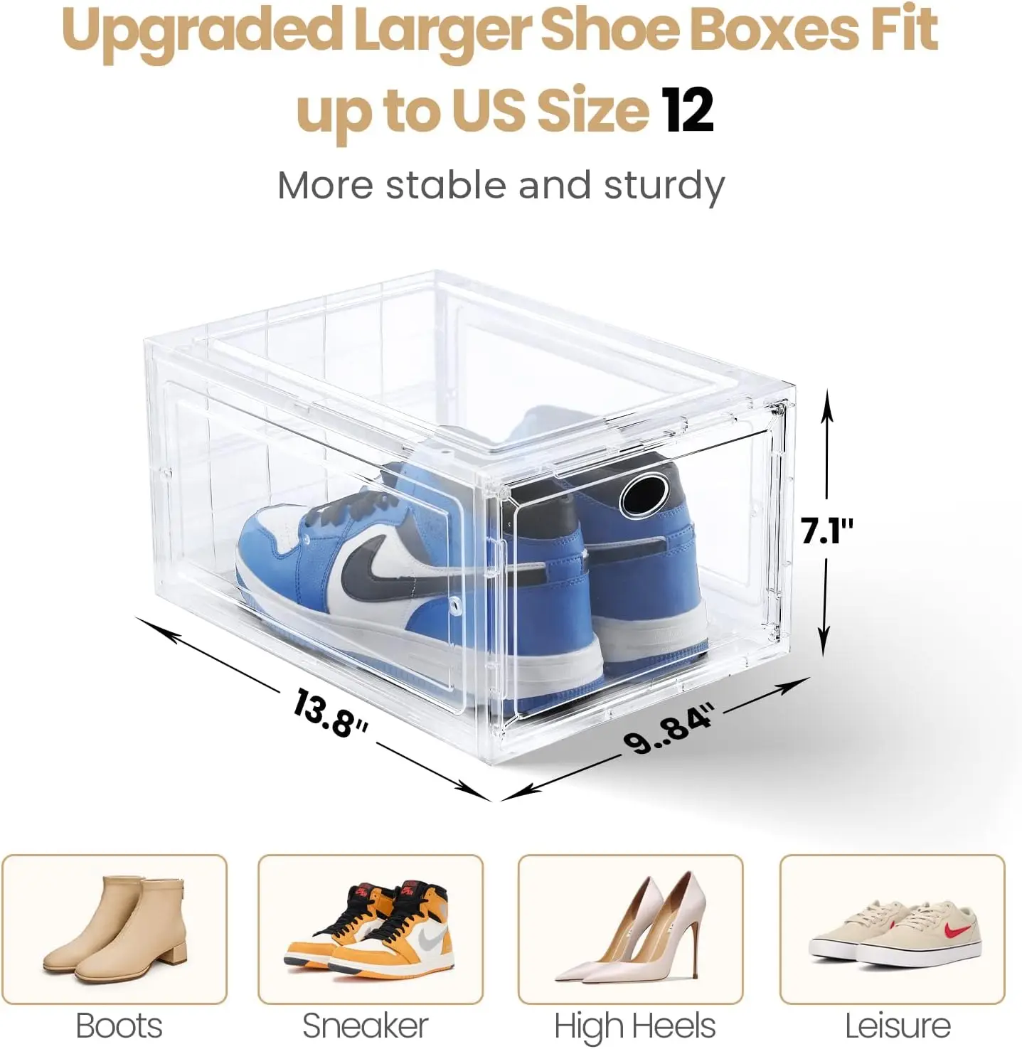 12 Pack Clear Shoe Boxes Stackable,Shoe Storage Boxes For Closet,Sturdy Shoe Box Storage Containers With Clear Door,Sneaker