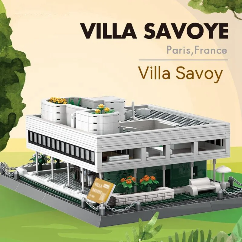 Bricks Model Villa Savoye Architecture Building Blocks Creative Educational Toys for Kids Adults Gifts