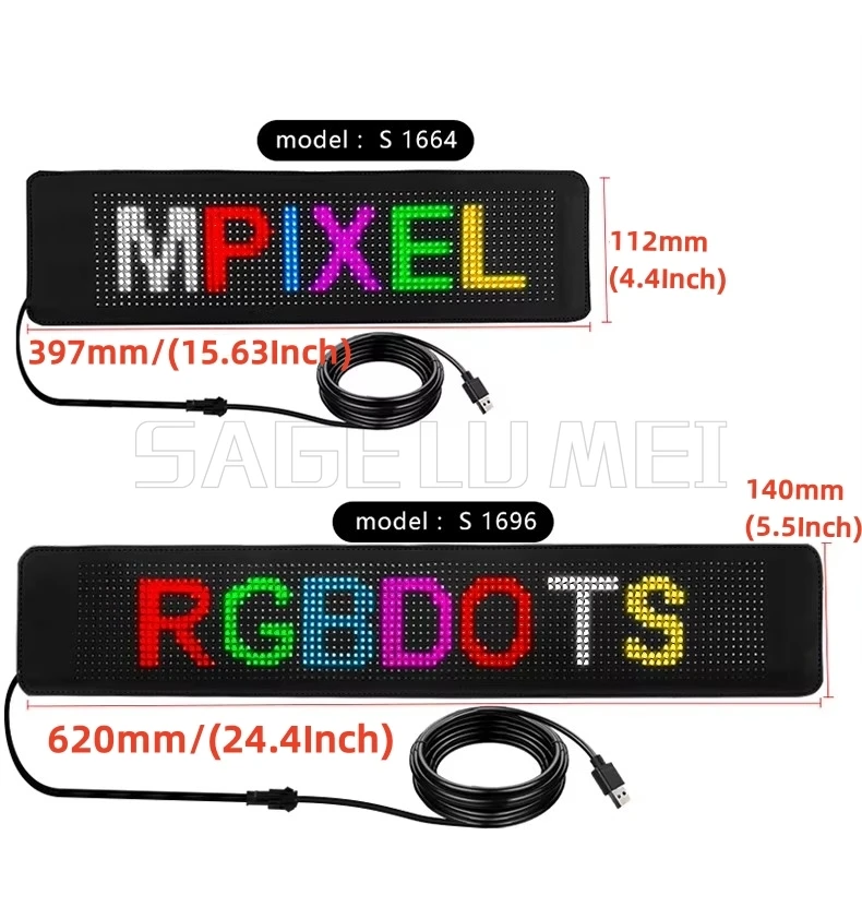 Led Flexible Advertising Screen DIY Pattern Car Rear Window Led Scrolling Caption Display USB Windshield Electronic Screen Light