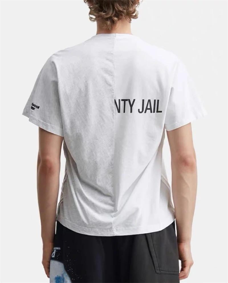 Protocol Summer Pattern Splicing Printed Cotton Street Vintage Versatile Casual Loose Comfortable T-shirt Trendy Short Sleeve