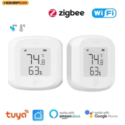 HOMEFISH Smart WiFi/Zigbee Temperature and Humidity Sensor Hygrometer Thermometer with LCD Display Support Alexa Google Home