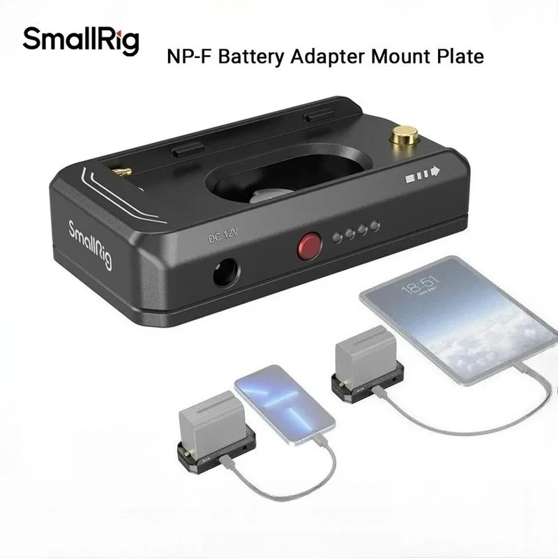 SmallRig NP-F Battery Adapter Mount Plate 3168B 4341 USB-C Bi-directional 36W DC 7.4V 12V Dual Output Camera Cage Power Supply