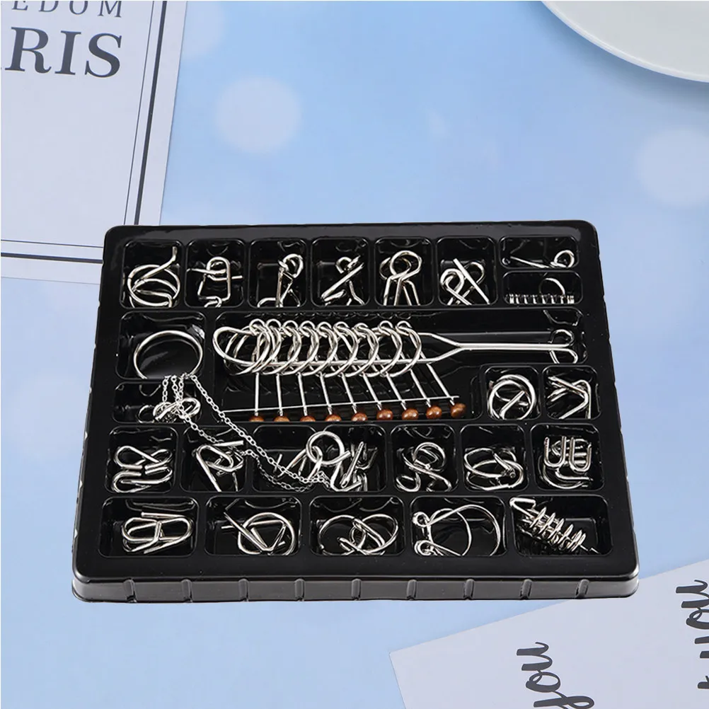 

25Pcs Traditional Chinese Style Metal Ring Puzzle Set Brain Teaser Iq Game Logic Challenge for Adults Kids Stress Relief Puzzle