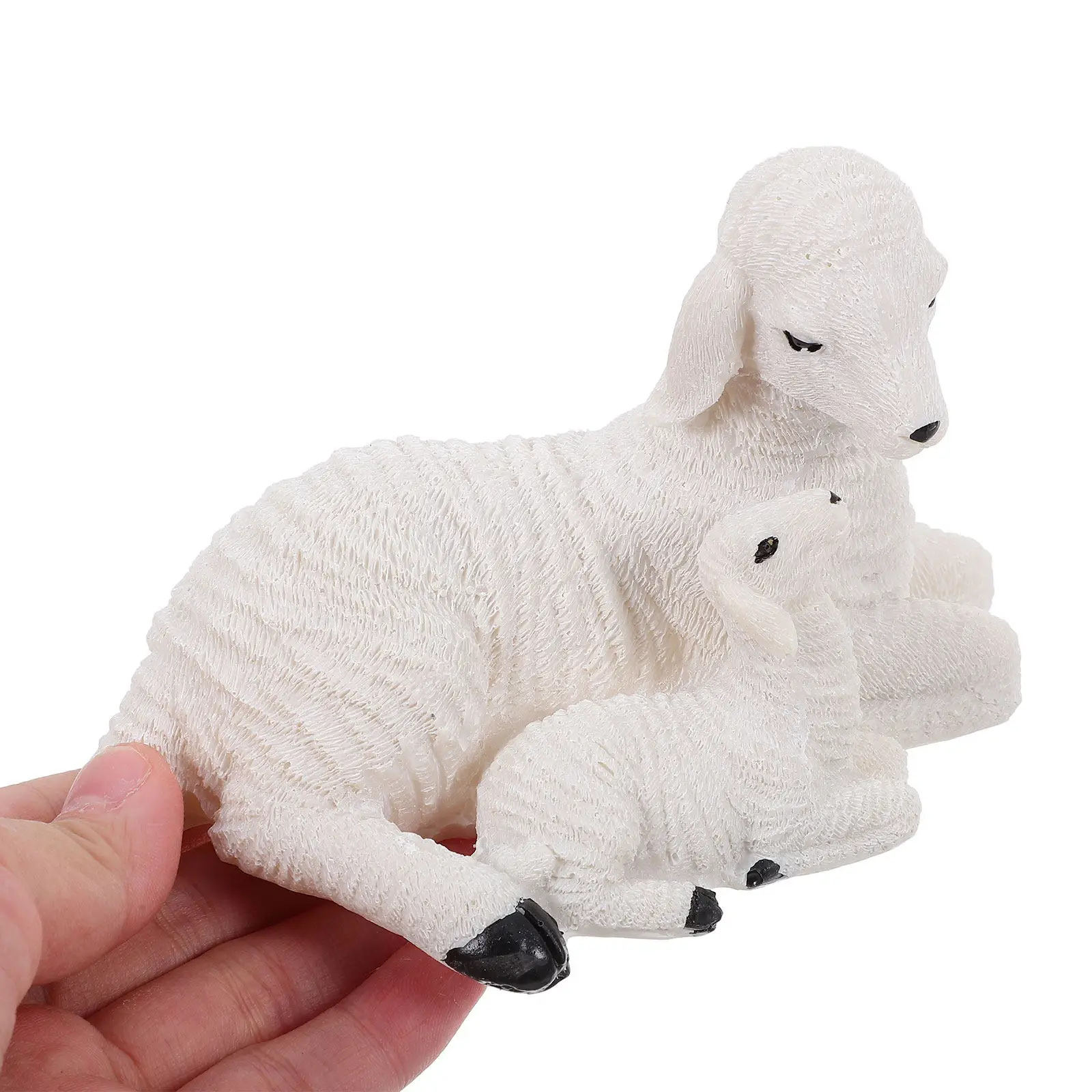 Miniature Resin Sheep Statue Mini Garden Animal Decoration Cartoon Small Lawn Sheep Sculpture Outdoor Decorative Ornament