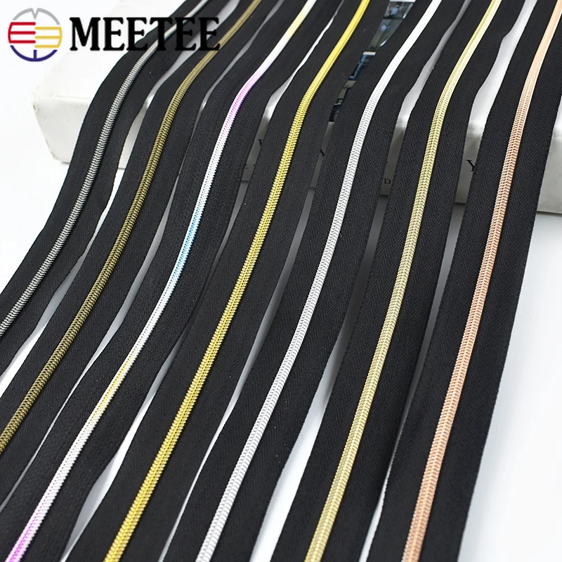 1-10Meters Meetee 3# 5# Nylon Zipper Tape Continuous Coil Zip Roll Bag Clothes Jacket Sewing Plastic Zips Repair Kit Accessories