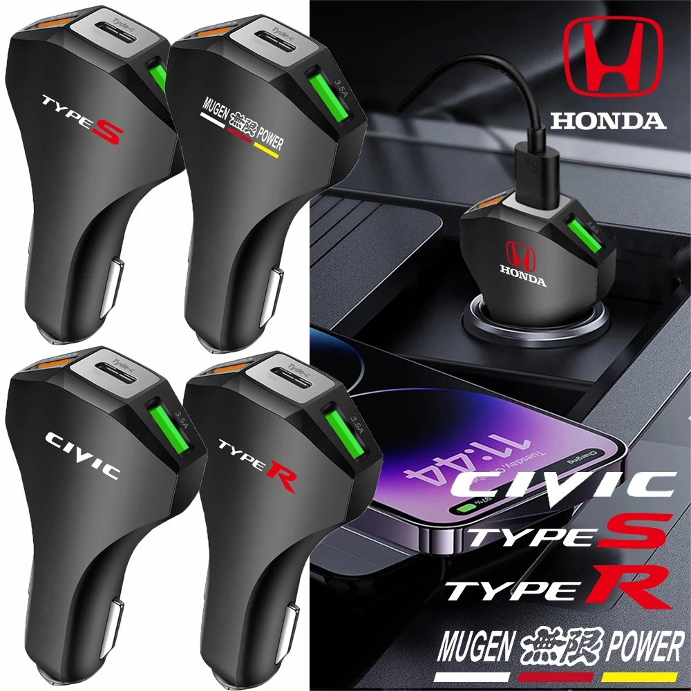 Автомобильное зарядное устройство USB Type-C, адаптер для быстрой зарядки, автоаксессуары для Honda CIVIC FORZA Insight Accord Hornet TypeR Type S Mugen Hrv