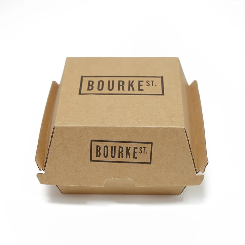 Cardboard Paper Burger Box, Adequado para Craft Fries Hamburger Box Packaging, Embalagem de impressão personalizada, Produto personalizado