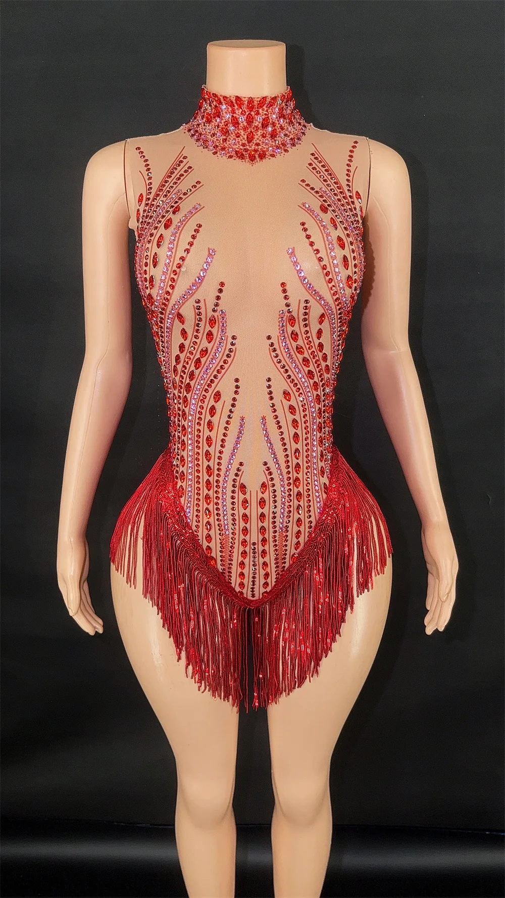 

Sparkly Rhinestone Tassels Bodysuit Women Evening Party Birthday Prom Sexy Fashion Nightclub Outfit Singer Dancer Stage Costume