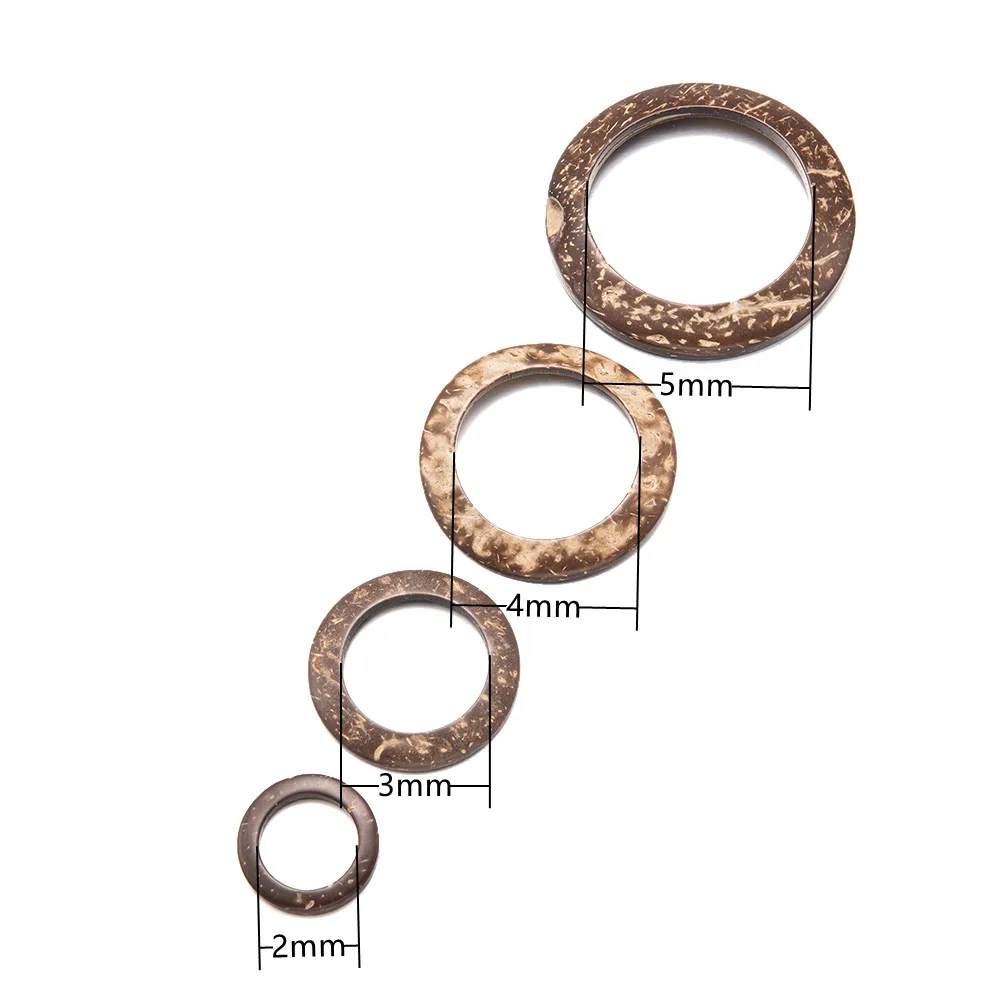 10Pcs 2/3/4/5cm Natural Coconut Round Button Wood Linking Ring Accessory DIY Earring Bracelet Necklace Jewelry Making Supplies