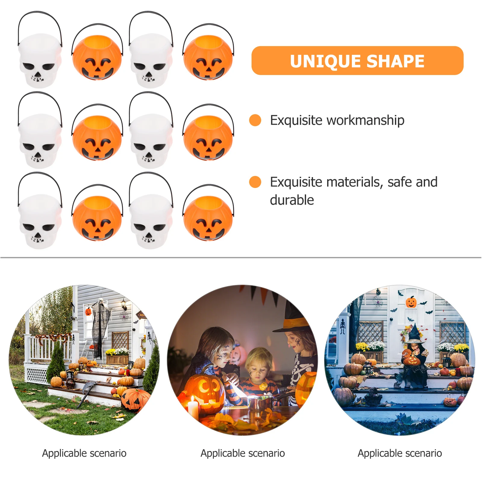

Halloween Jars Pumpkin Lantern Props Kids Bucket Storage Container Lightweight Festive Atmosphere Perfect Decoration