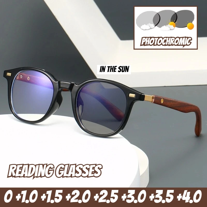 

Men's Classic Photochromic Reading Presbyopia Glasses Unisex Fashion Reading Sunglasses Anti-Blue Light Presbyopia Glasses +4.0