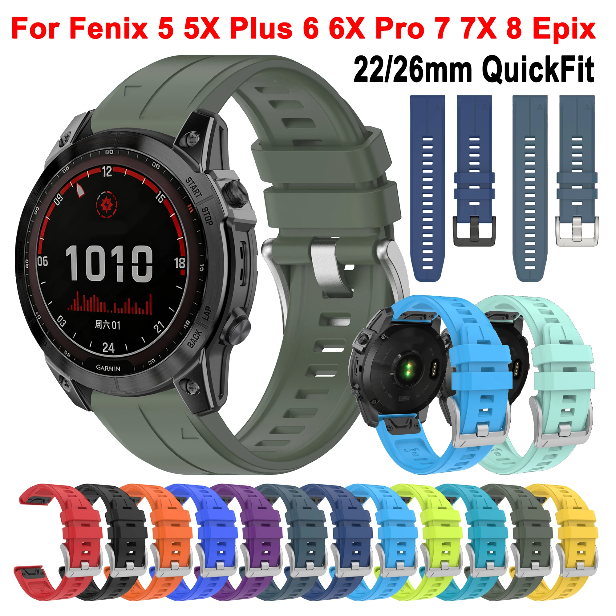 22mm 26mm Watch Strap for Garmin Fenix 5X Plus 5 6 6X 7 7X Pro Epix Gen2 965 970 Bracelet Watcband Fenix 8 E 47mm 51mm QuickFit
