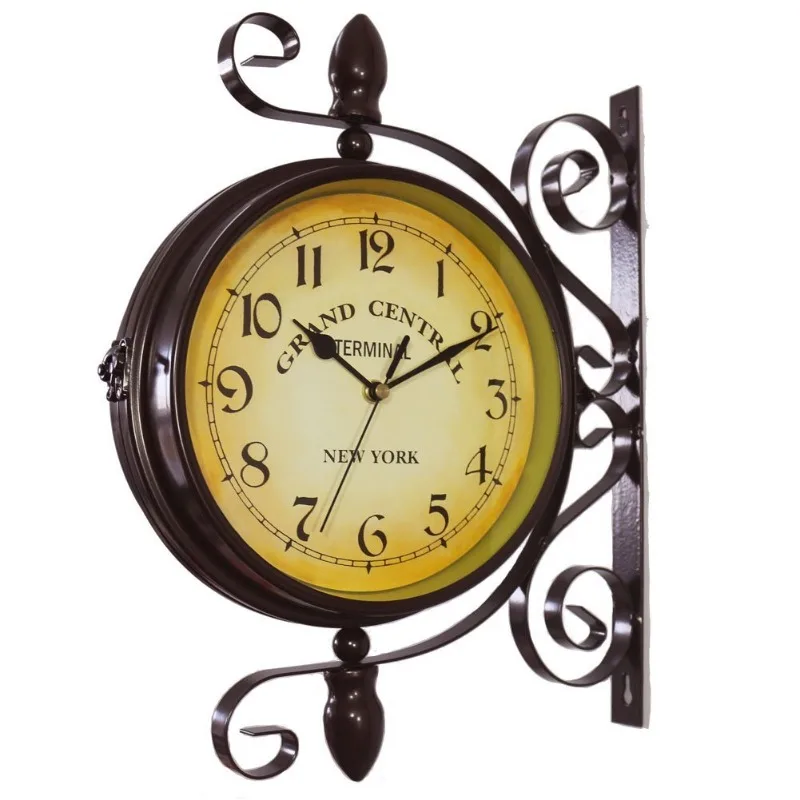 

Classical European creative fashion double-sided wall clock, watch cafe decoration bar, double-sided wall clock