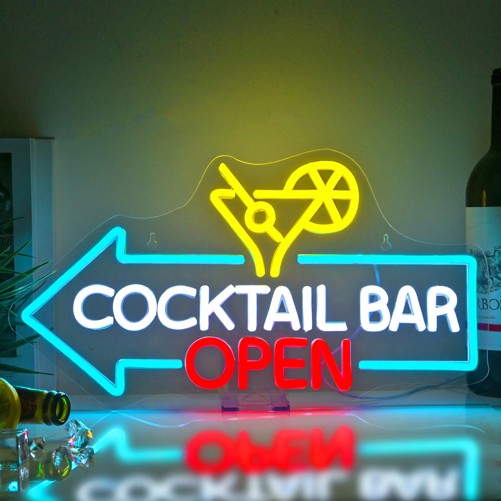 Cocktail Bar Open Neon Sign With Arrow Dimmable Open Sign Bright High Visibility Led Open Signs for Bar Store Pub Man Cave Decor