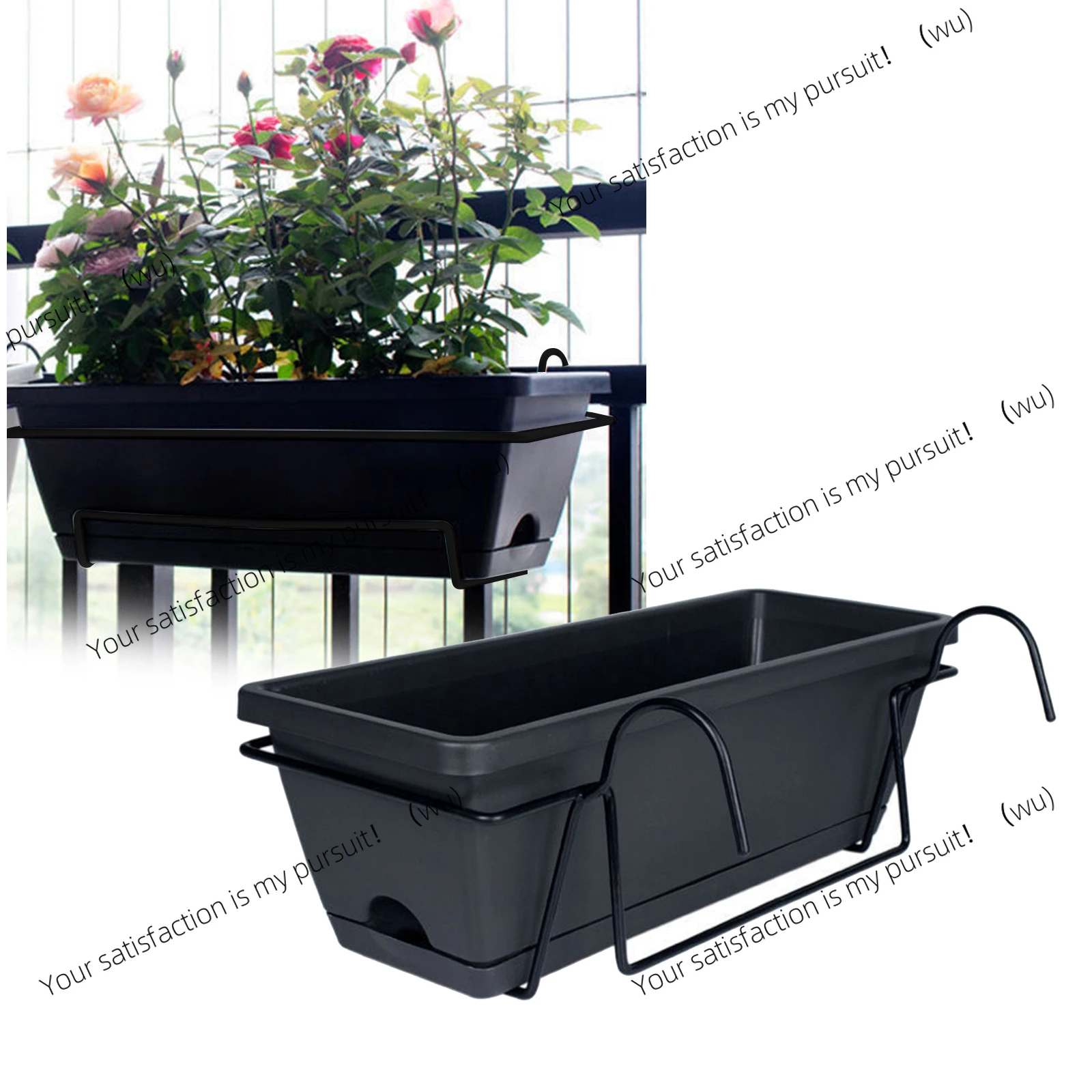 Balcony railing hanging flower pots, fenced flower pots, home decoration, suitable for gardens, decks, courtyards 6 liters