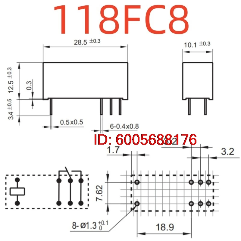 10PCS New HF118F 012-1ZS3 HF118F 005-1ZS3 (118FC8-10A-5V12V) Relay 8pins