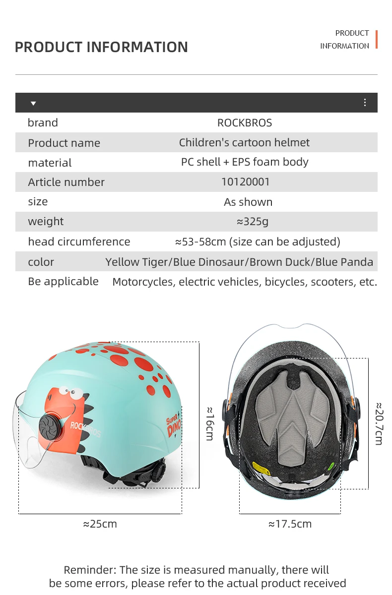 ROCKBROS Kinder-Fahrradhelm, integral geformt, für Kinder, Roller, Fahrradhelm, Cartoon-Motorrad, Radfahren, Sicherheitskappe, Helm – Detail 3