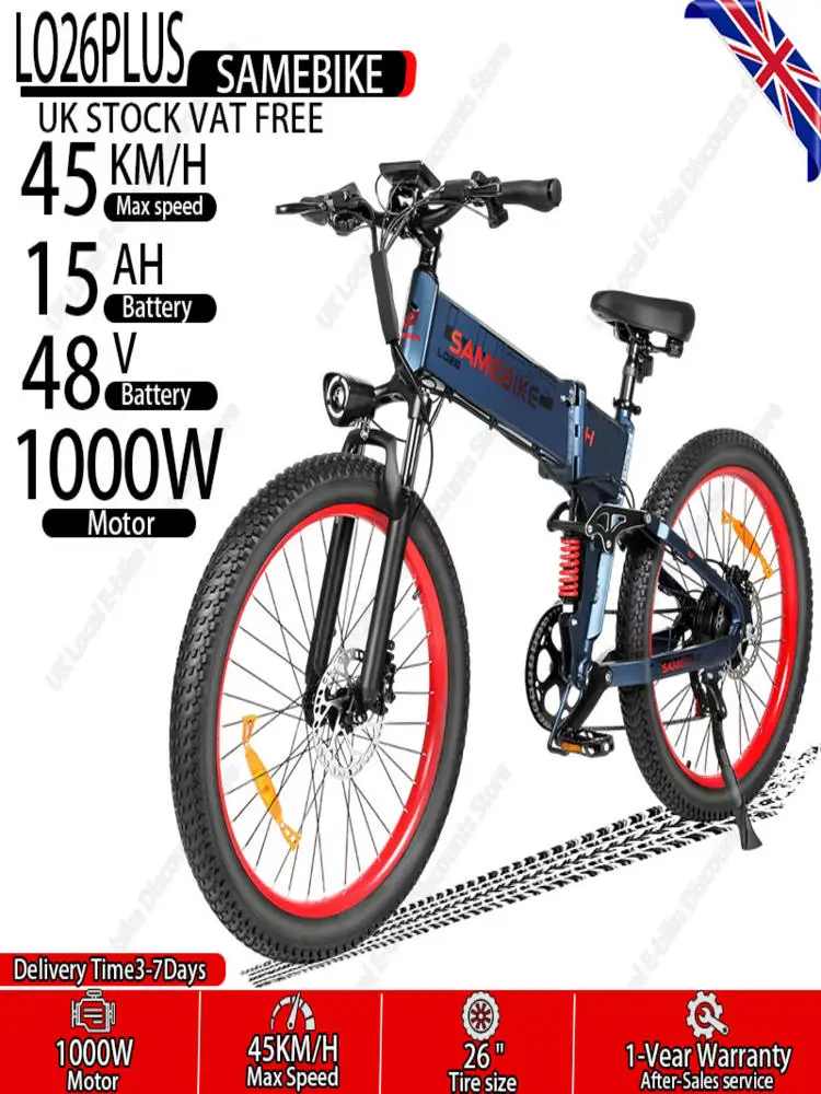 AliExpress NONE SAMEBIKE LO26PLUS Foldable Electric Bike 1000W Motor 48V15AH Battery Hydraulic Brake 26 Inch All Terrain Tire Adult Dirt E-bike