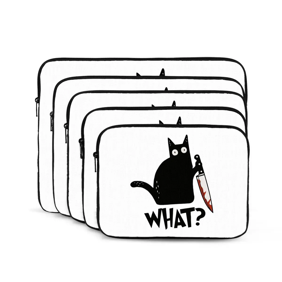 

Cat What Murderous Black Cat With Knife Notebook Laptop Bag Case Pouch For Macbook Air Pro Tablet Shockproof Case Bag