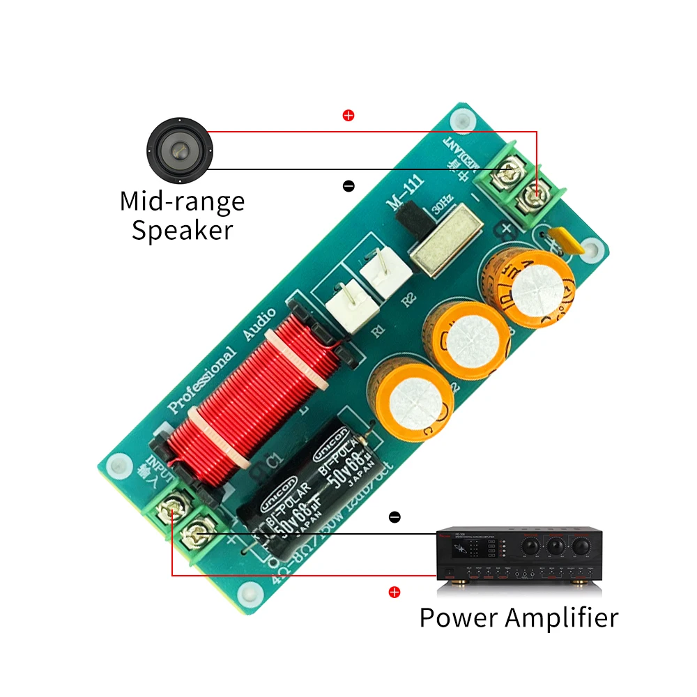 150W Mediant Audio Crossover Network Passive Mid Pass Filter Midrange Speaker DIY Adjustable Frequency Divider WEAH M111