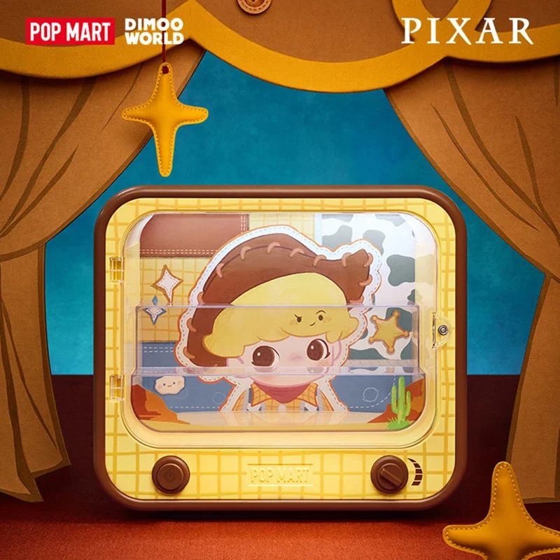 

POP MART DIMOO WORLD PIXAR Series Television Luminous Figure Display Box Silicone Night Light Desktop Ornament Collection
