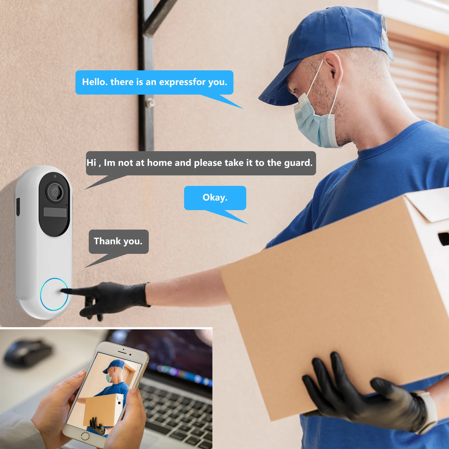 Tuya Smart Video Doorbell 1080P Camera Waterproof Night Vision Home Security Digital Visual Intercom 2.4GHz 5GHz WIFI Doorbell