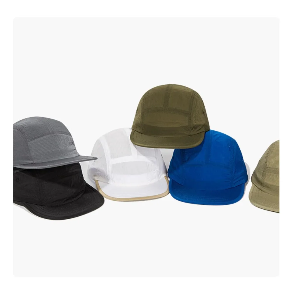 Japanese Style Flat Brimmed Baseball Cap Soft Top Breathable Sun Visor Cap Adjustable Solid Color Quick Drying Cap Unisex