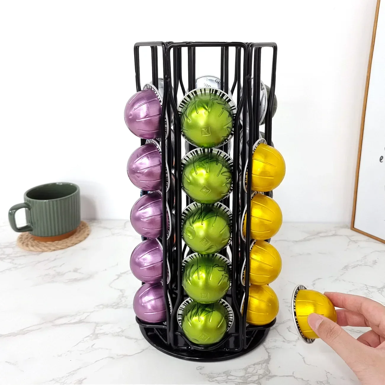 30 Pod Pcs Vertuoline Holder Vertuo Stand Capsule Rack Pods Storage Tower Rotatable Coffee Shelves