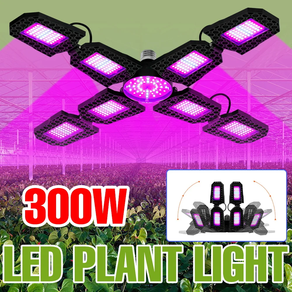 

Светодиодный светильник для растений 300 Вт, E27/E26, полный спектр, 100-277 В, деформируемый, для гидропоники, для выращивания овощей, кактусов, дополнительное освещение