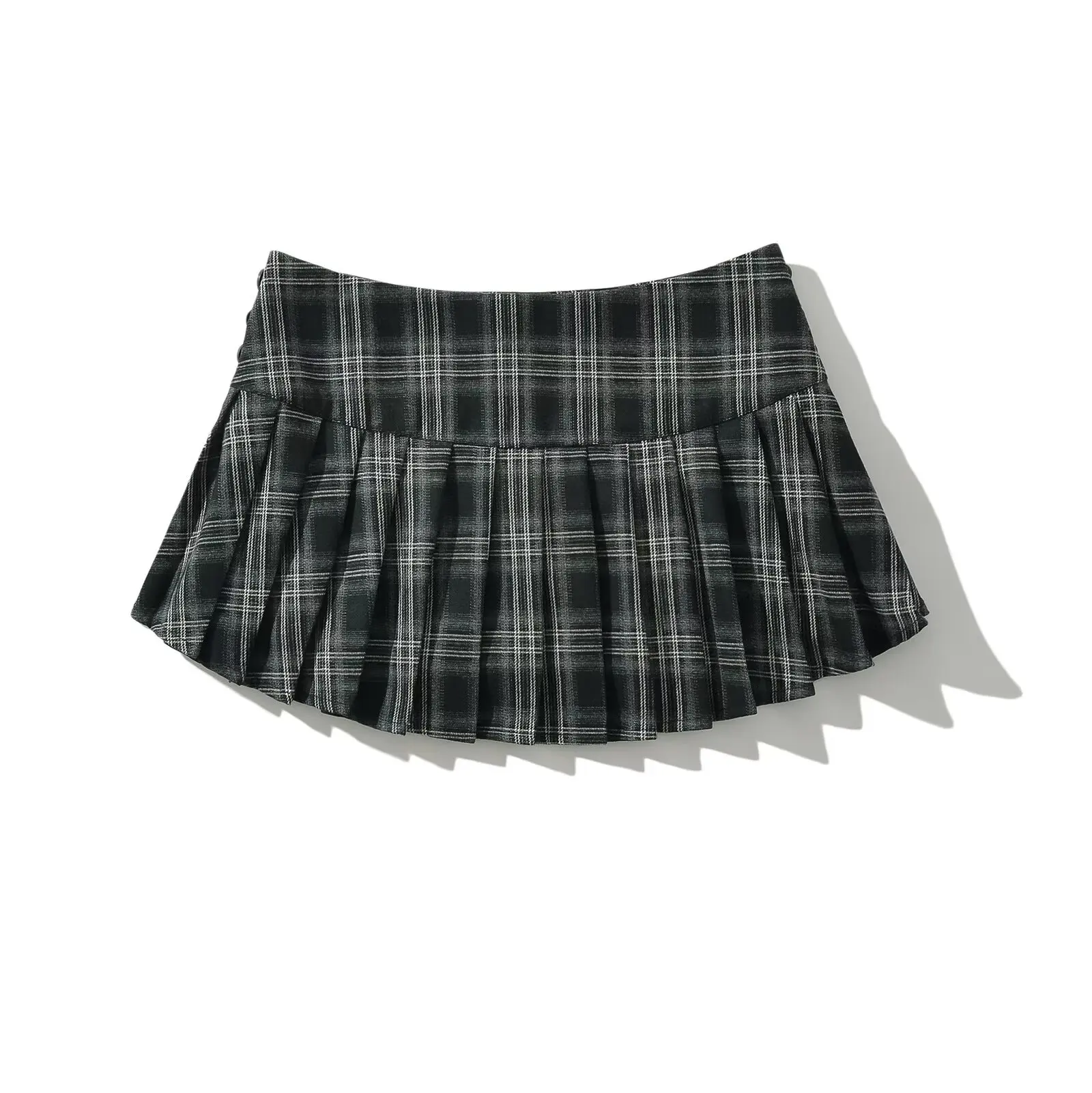 Retro Plaid Suit Fabric Short Skirt For Women Sweet Cool Sexy Spicy Girl Low Waist Pleated Ultra Short Skirts Female