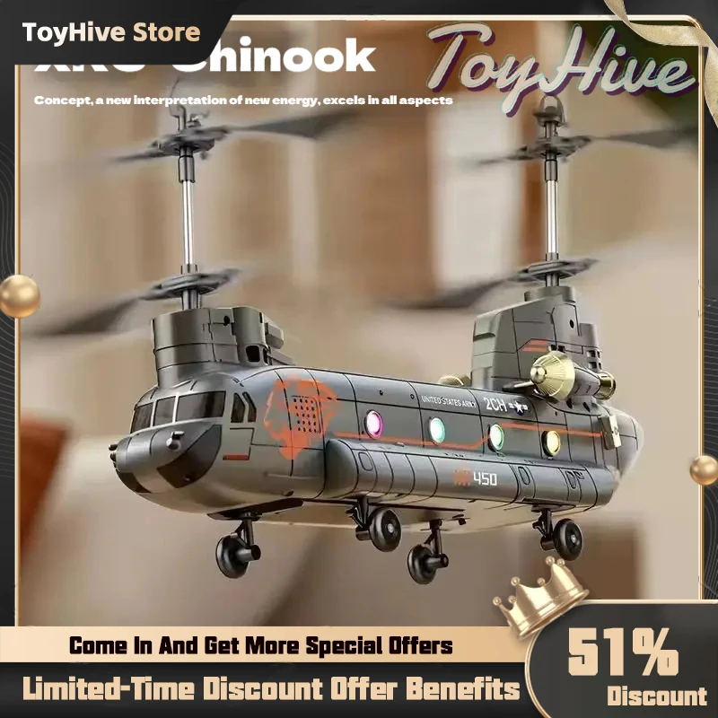 

In Stock Rhsky Chinook Remote Control Helicopter American Simulation Four-Rotor Heavy Transport Armed Machine Transport Aircraft