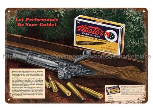 1935 Western 30 Springfield Rifle Cartridge Ammo metal tin sign