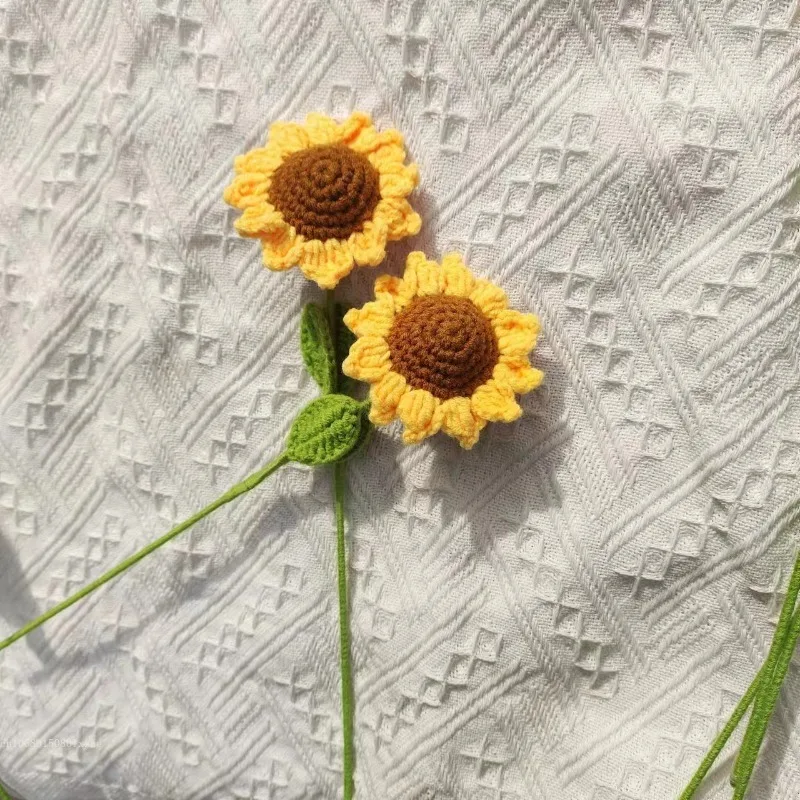 1 Pcs Hand Woven Yarn Sunflower Bouquet Simulated Flowers Teacher's Day Mother's Day Gift Home Decor Artificial Flowers Wedding