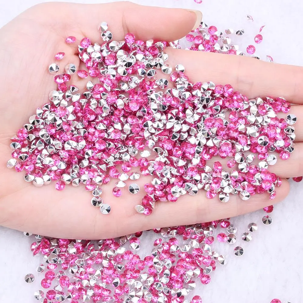 New Shiny Acrylic Rhinestones Many Colors 5.5mm 1000pcs Pointback Stones Loose Strass Beads DIY Nail Art Decorations