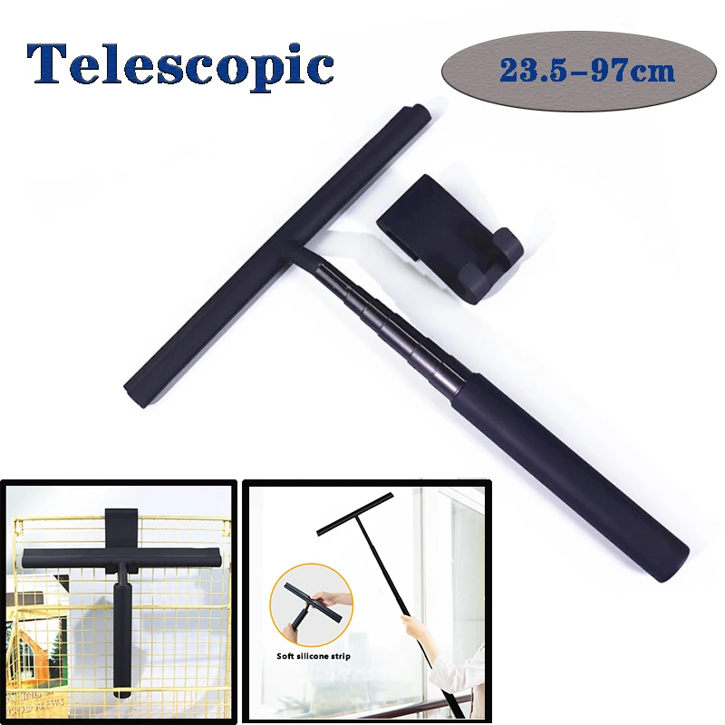 Stretchable Shower Squeegee for Glass Door Wiper Scraper Cleaner with Long Holder Bathroom Mirror Wiper Scraper Glass Cleaning