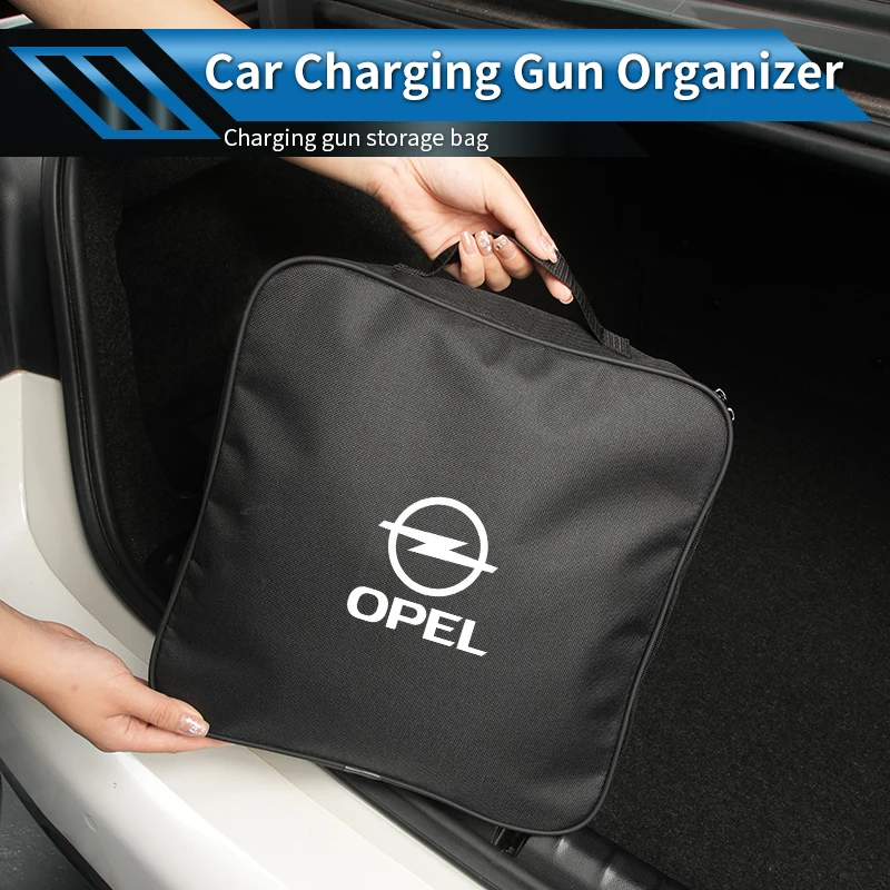 Oxford Cloth Car Charging Gun Storage Bag Trunk Small Storage Bag For Opel Corsa Insignia Vectra Zafira Meriva Mokka Grandland