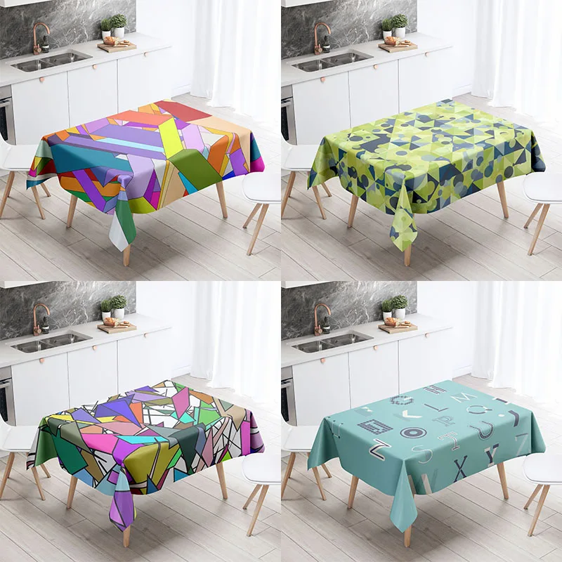 

Geometric Shape Tablecloth Home Decor Stain Resistant Waterproof Table Decoration Rectangular Kitchen Fireplace Tops