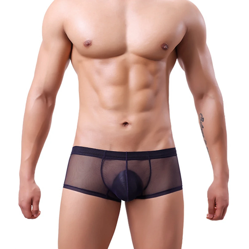Mid Waist Boxers Men Boxers Everyday Wear 5 Spandex Applicable Gender Male Item Features See Through Underwear For Men