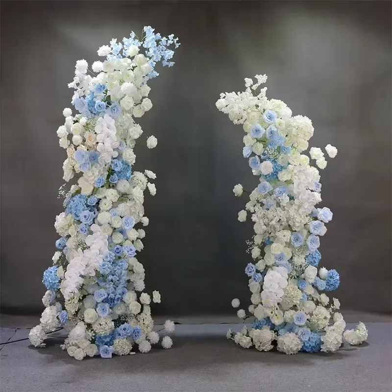 Blue Trumpet Flower Decoration for Wedding Props Venue Stage Background Outdoor Arch Arrangement Road Guide Sign
