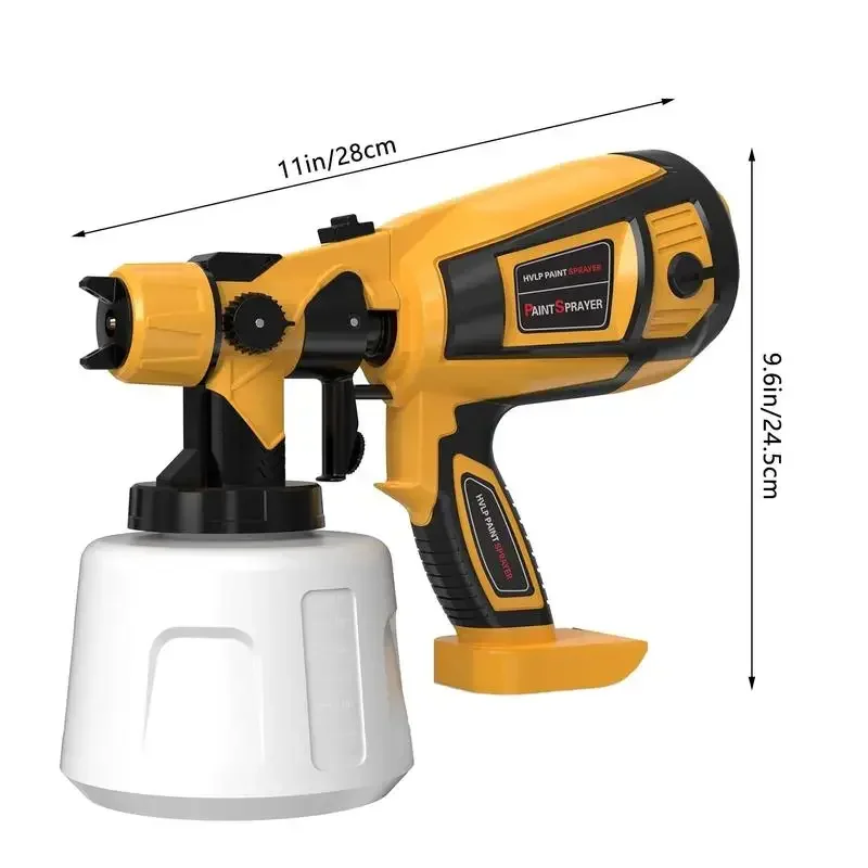 Paint Sprayer, Cordless Paint Gun Machine with 2 Batterie with Cleaning & Blowing Joints, 4 Nozzles and 3 Patterns,Easy to Clean