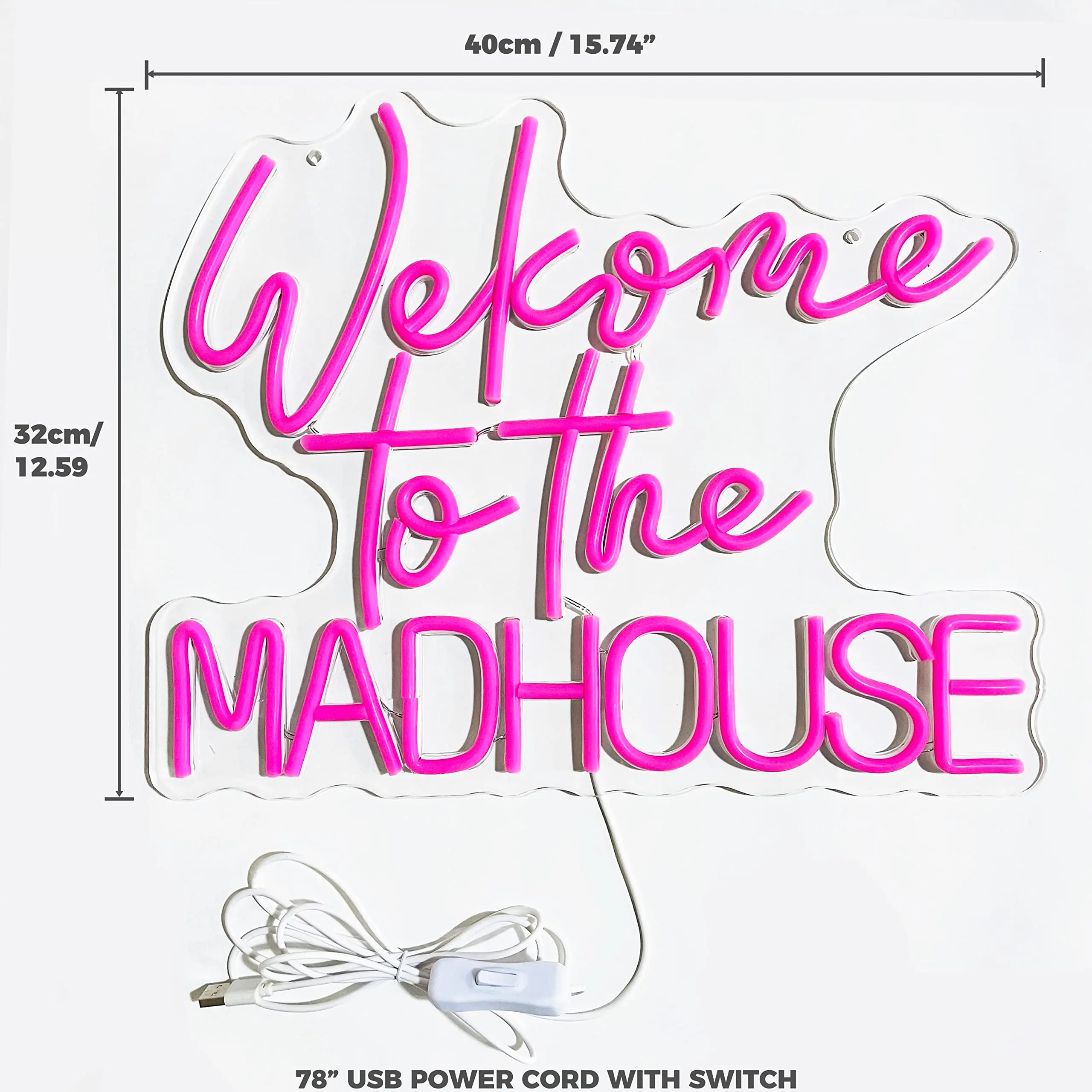 Welcome to the Madhouse Sign LED Neon Sign Light up Welcome Sign Baddie Room Decor for Teen Room Man Cave Decor