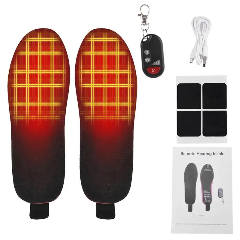 USB Electric Heating Insole Rechargeable Remote Control  Foot Warming Pad Mat Winter Outdoor Sports Skiing Heating Insoles