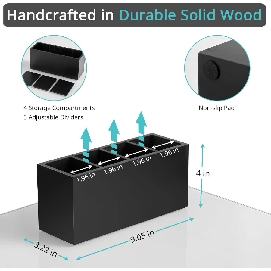 حامل قلم رصاص لمنظمي المكتب الخشبي والملحقات مع 4 فتحات لحامل فرشاة المكياج على سطح الطاولة أورجاني