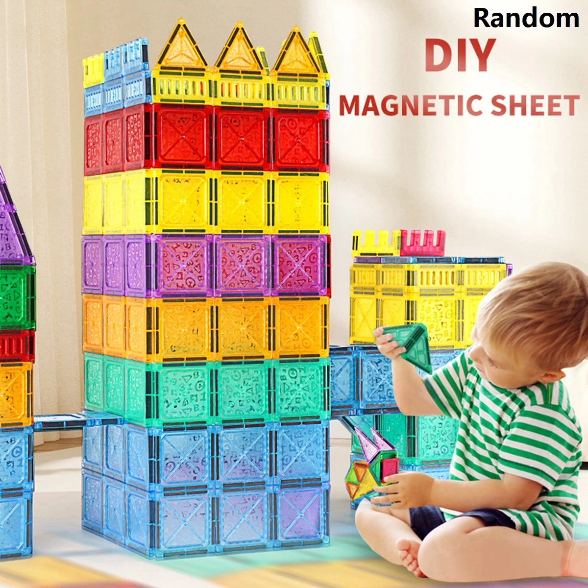 Colorful 3D creative educational magnetic brick building blocks, children's DIY fine motor skills magnetic pieces, suitable for