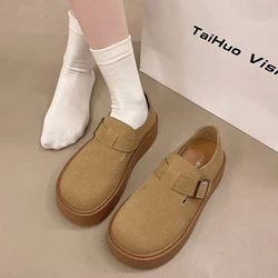 Women's Shoes Platform Female Footwear Casual Sneaker Round Toe Loafers With Fur Shallow Mouth Slip-on All-Match Clogs Dress New