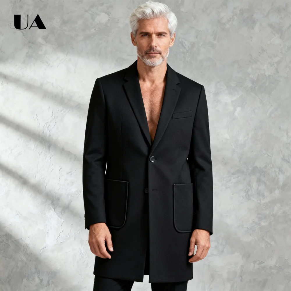 

ULBYANRY 2026 New Big Pocket Long Suit Coat XXS-7XL, Tailored Size Solid Suit Jacket, Laple Fashionable Autumn Suit Blazer