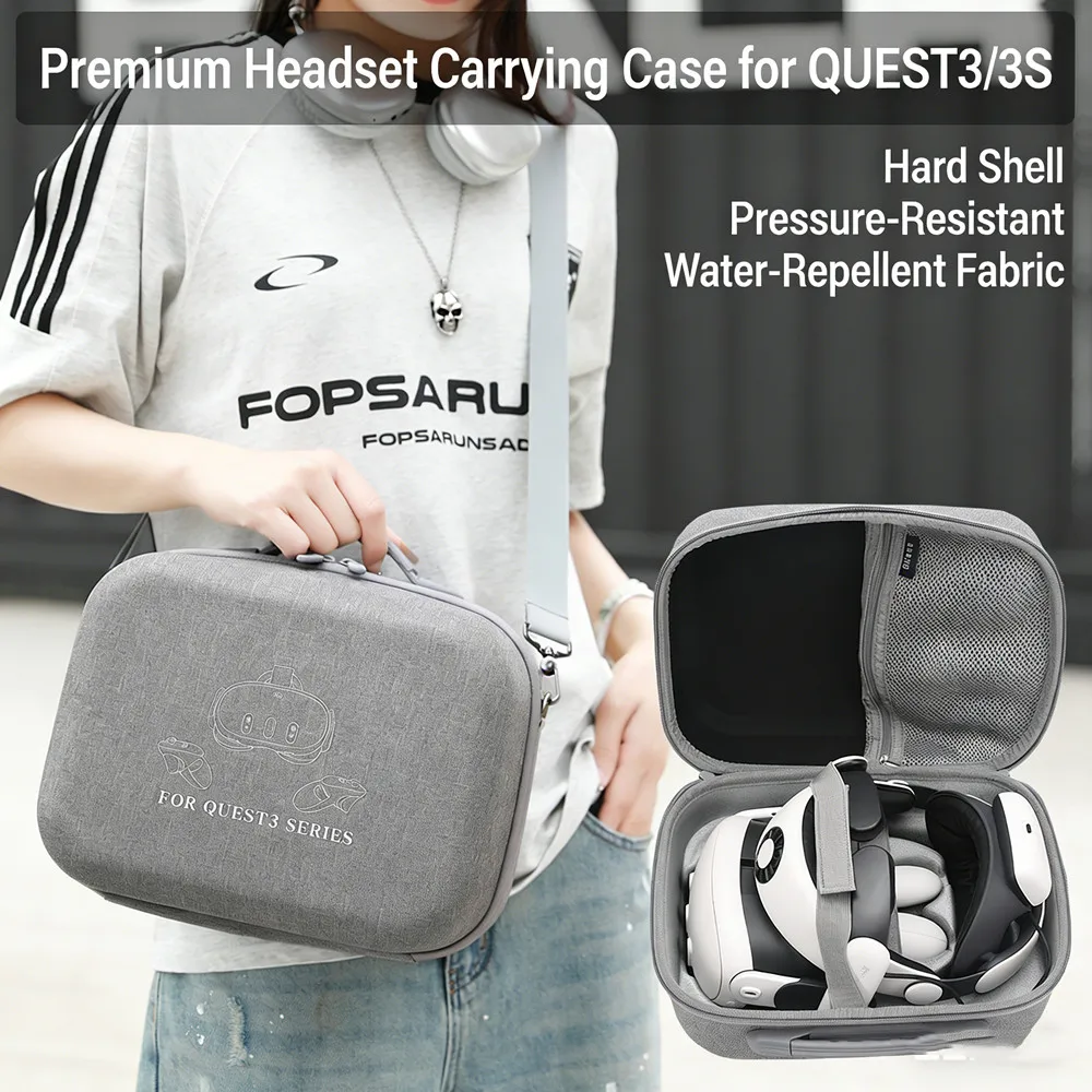 

FANGTUOSI VR Shoulder Bag Storage Bag Hard Shell Bag Travel Carrying Box For Meta Quest 3S/Quest 3 VR Accessories ﻿