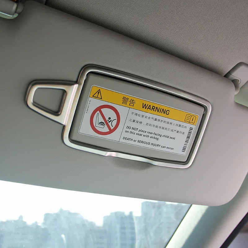 2pcs stainless steel Car Sunvisor Cosmetic Mirror Decoration Frame Sticker For  w 166 w167Mercedes Benz GLS GLE Gl ML class